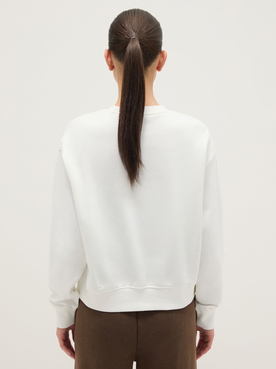 Sweatshirt branca de decote redondo em mistura de algod&atilde;o regular fit com escrita_3