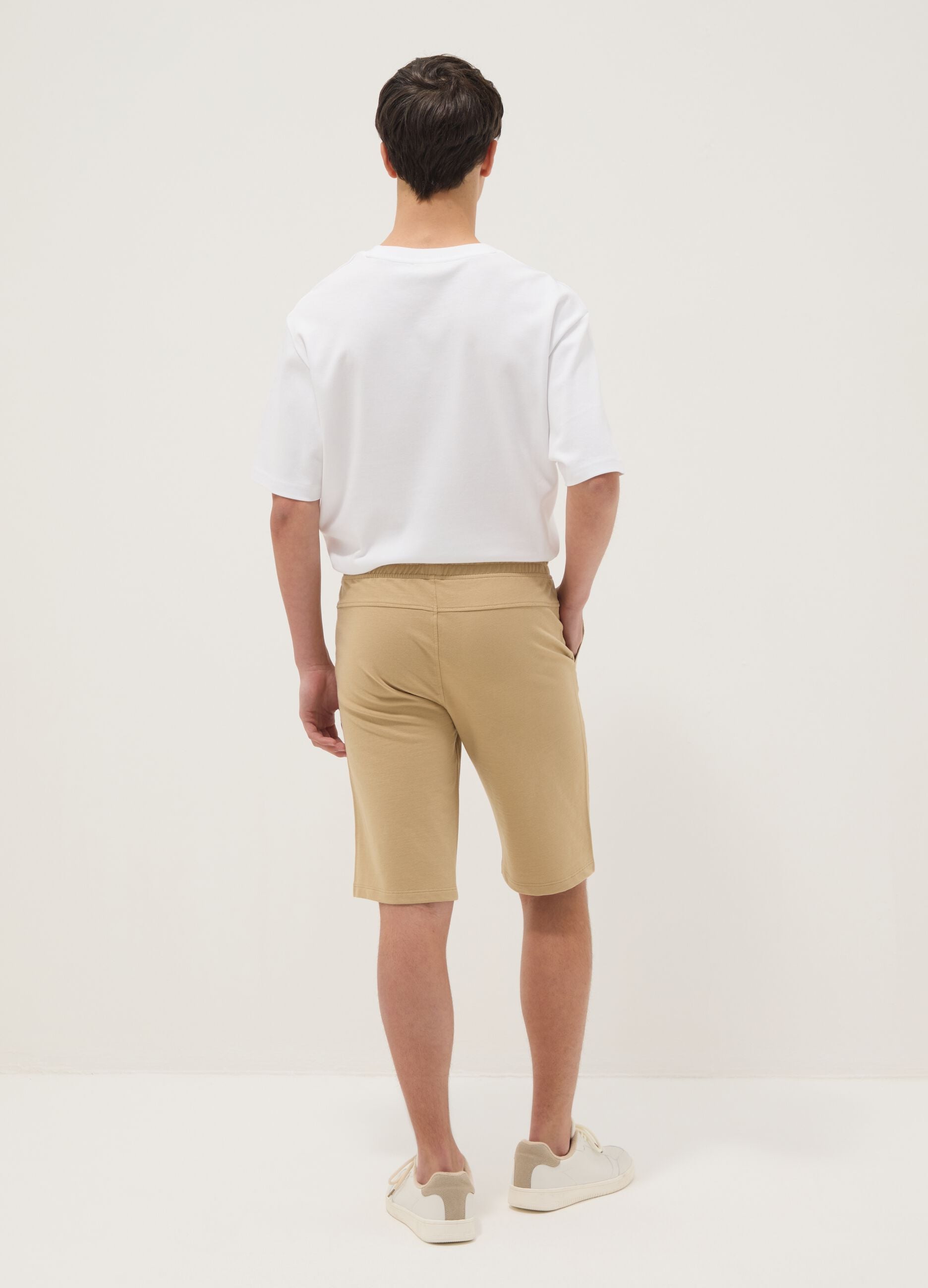 Boy's beige pure cotton shorts regular fit