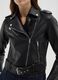 Black Faux Leather Biker Jacket with Zip_3