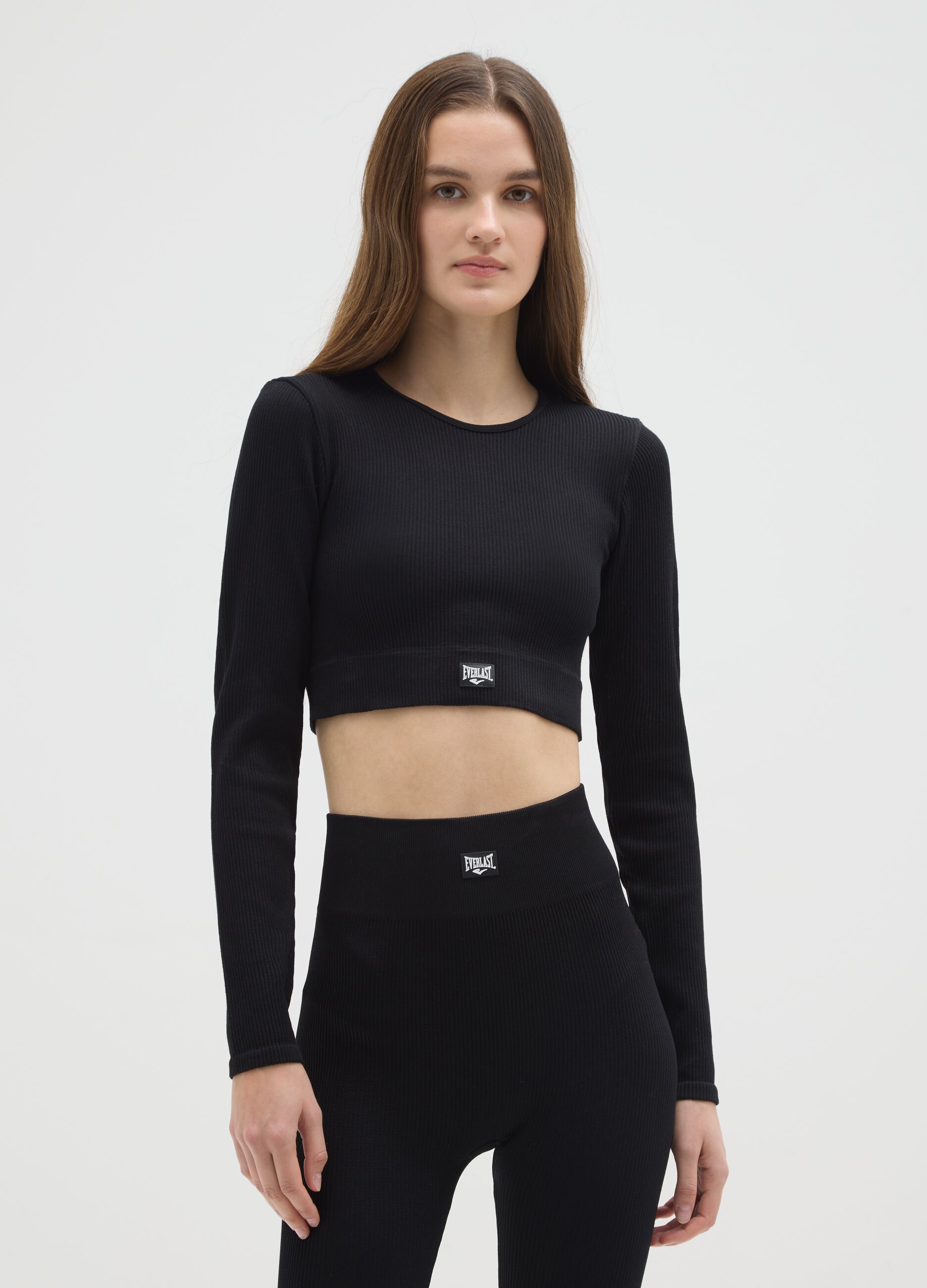 Black Long Sleeve Stretch Top