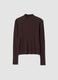 Brown ribbed viscose-blend top with high neck_4