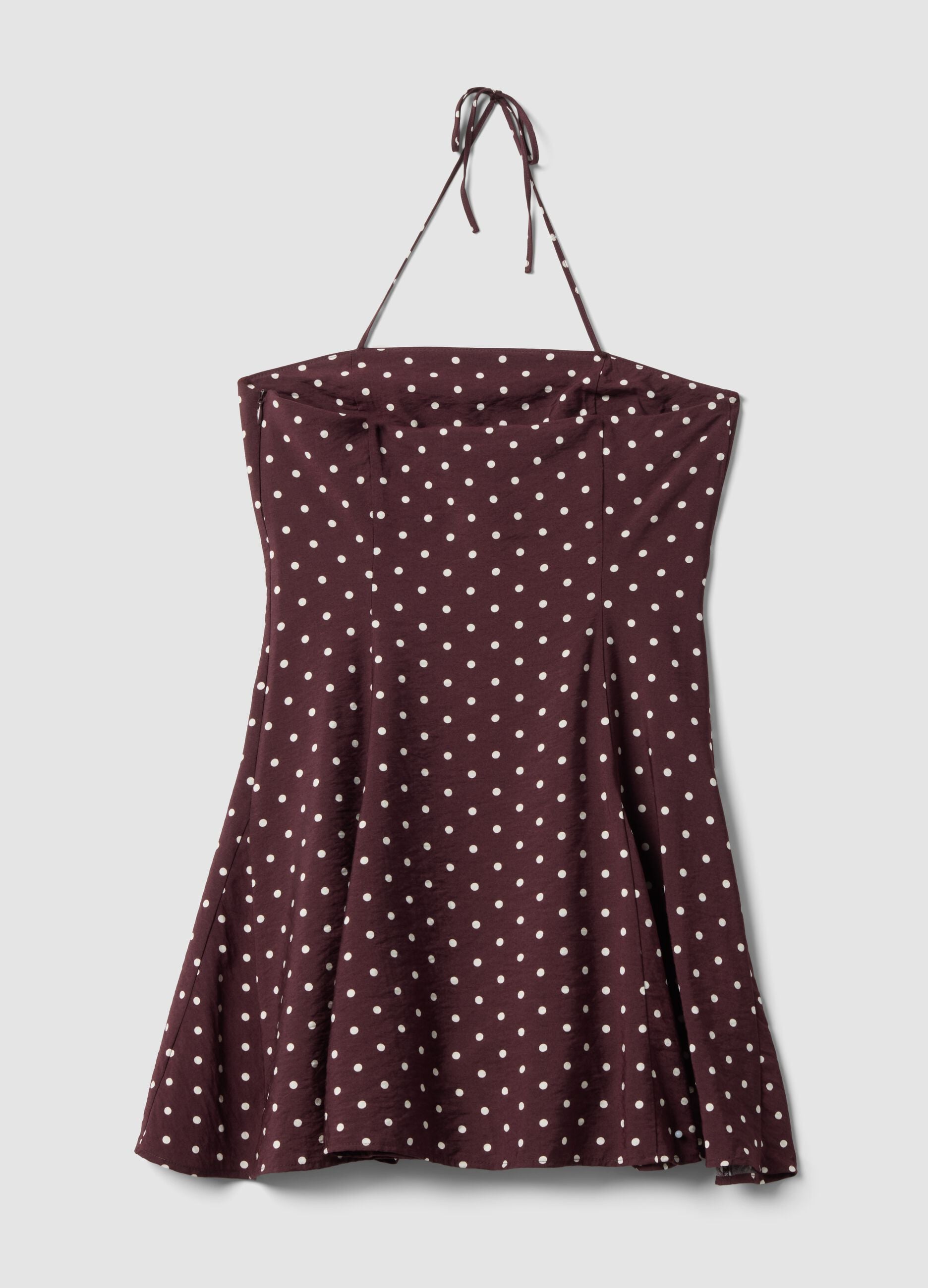 Brown polka-dot dress in viscose blend