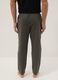 Green relaxed fit pajama trousers in cotton-linen blend_2