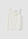White organic cotton tank top with ruffle trim_0