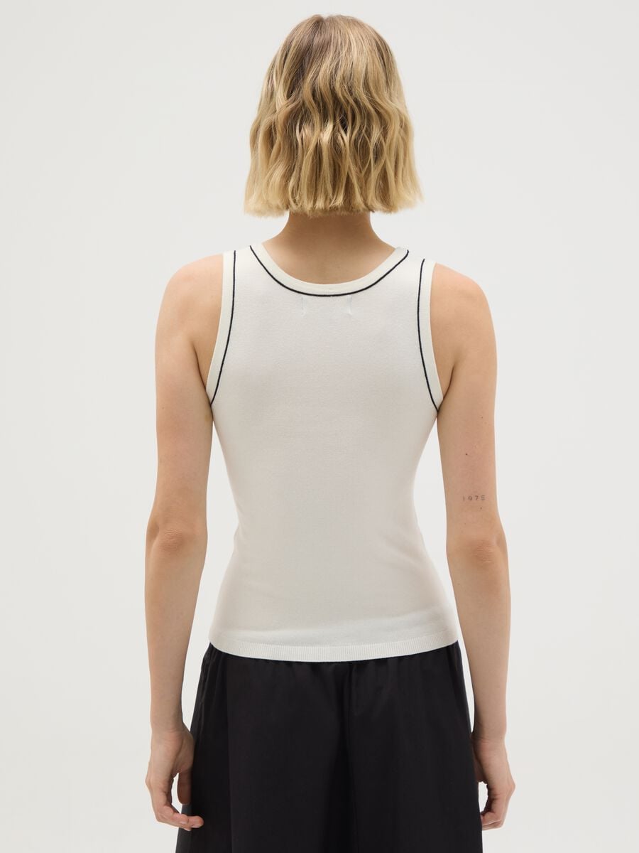 Women's white viscose blend top, regular fit_3