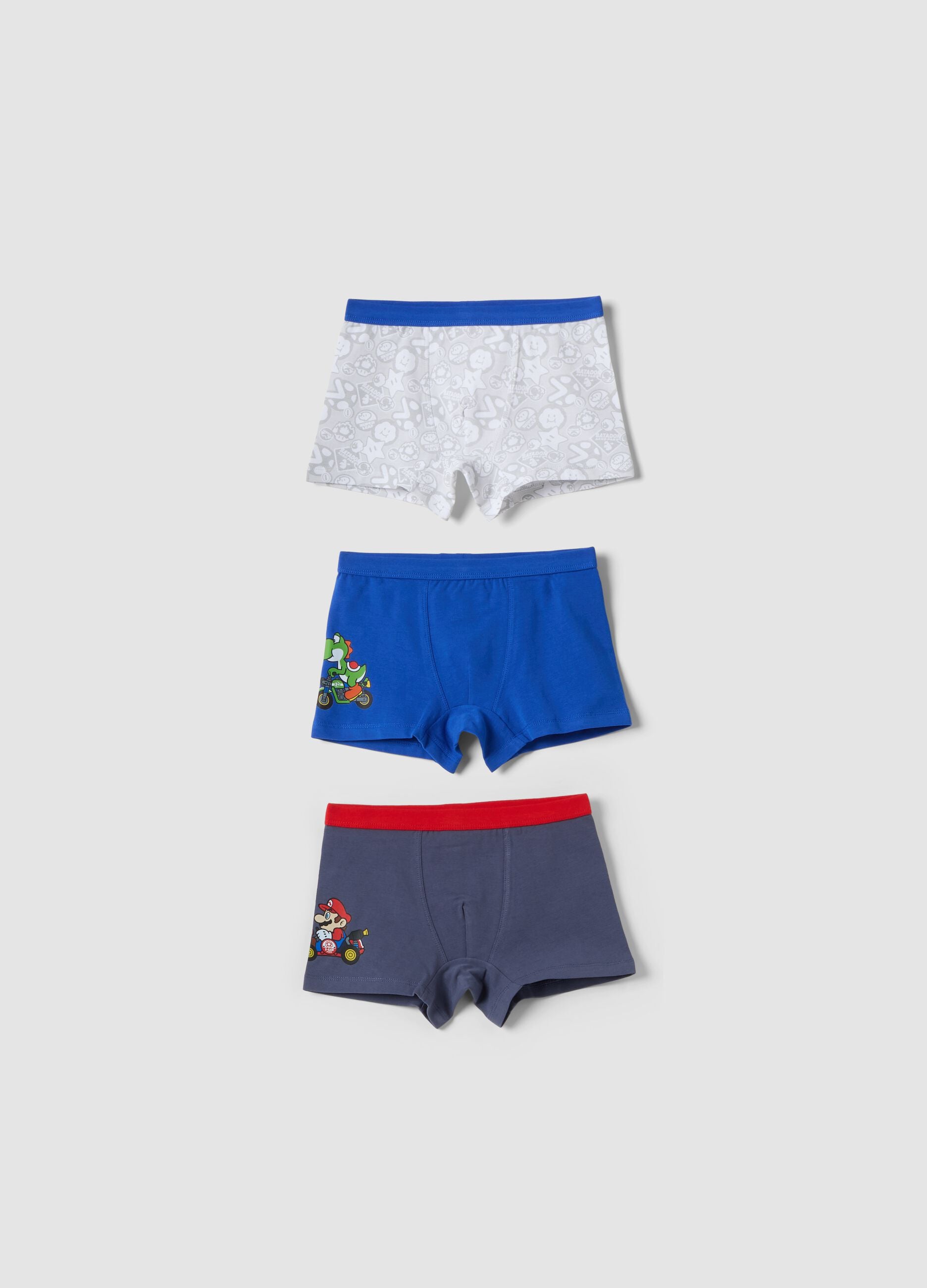 3-pack of Mario Kart print midi boxer shorts in stretch organic cotton