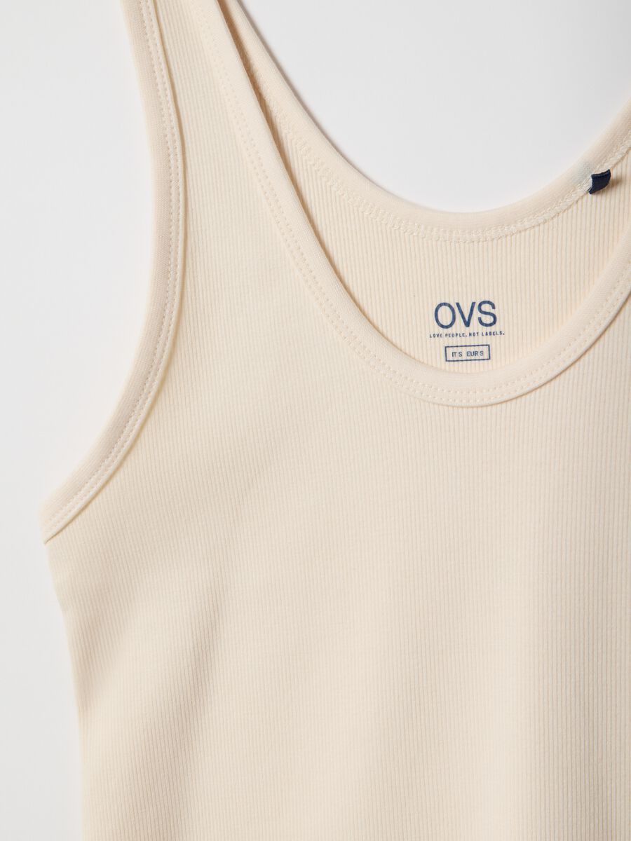 Canotta in cotone elasticizzato beige regular fit_1