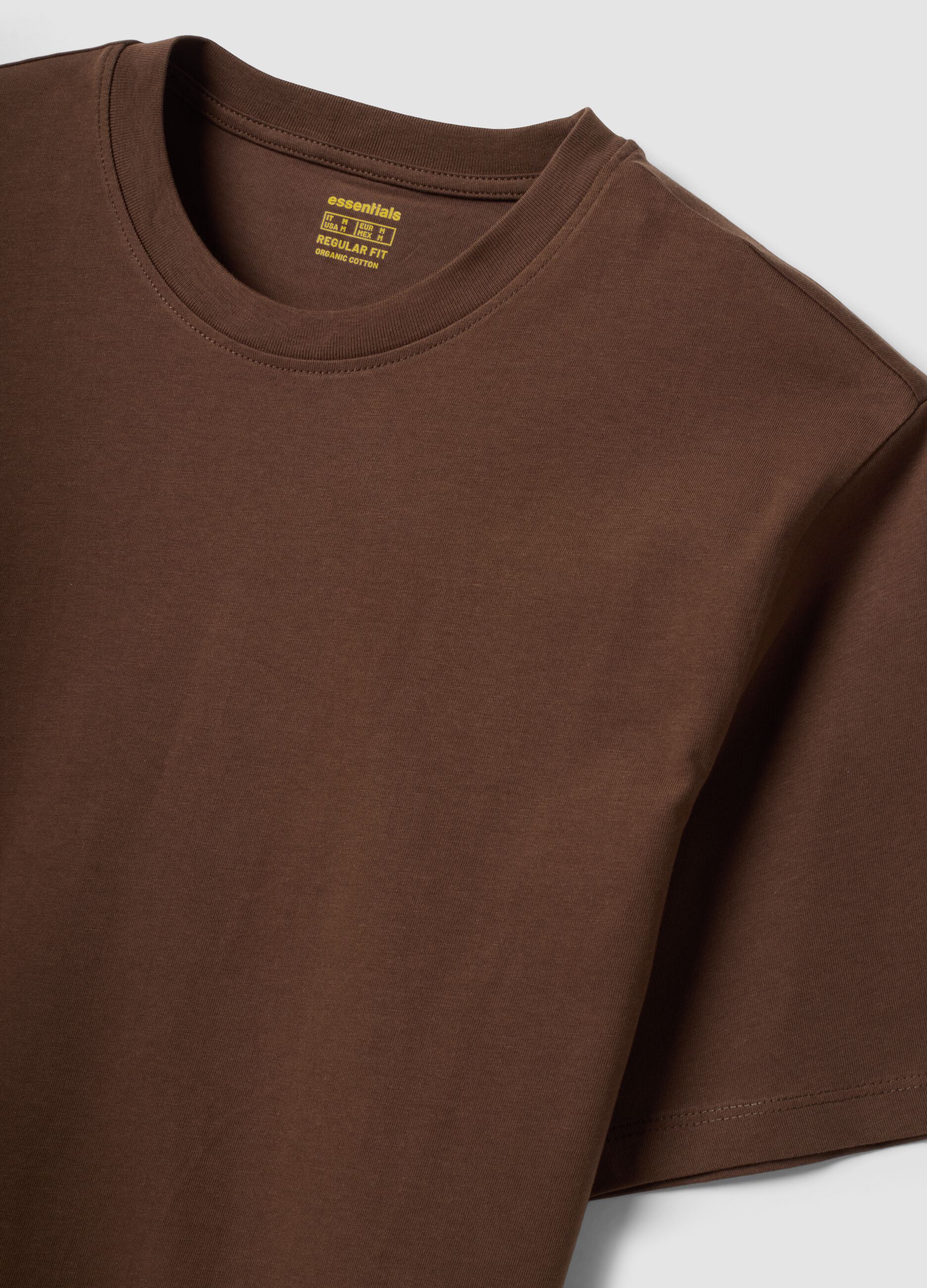 Brown regular-fit organic cotton jersey T-shirt