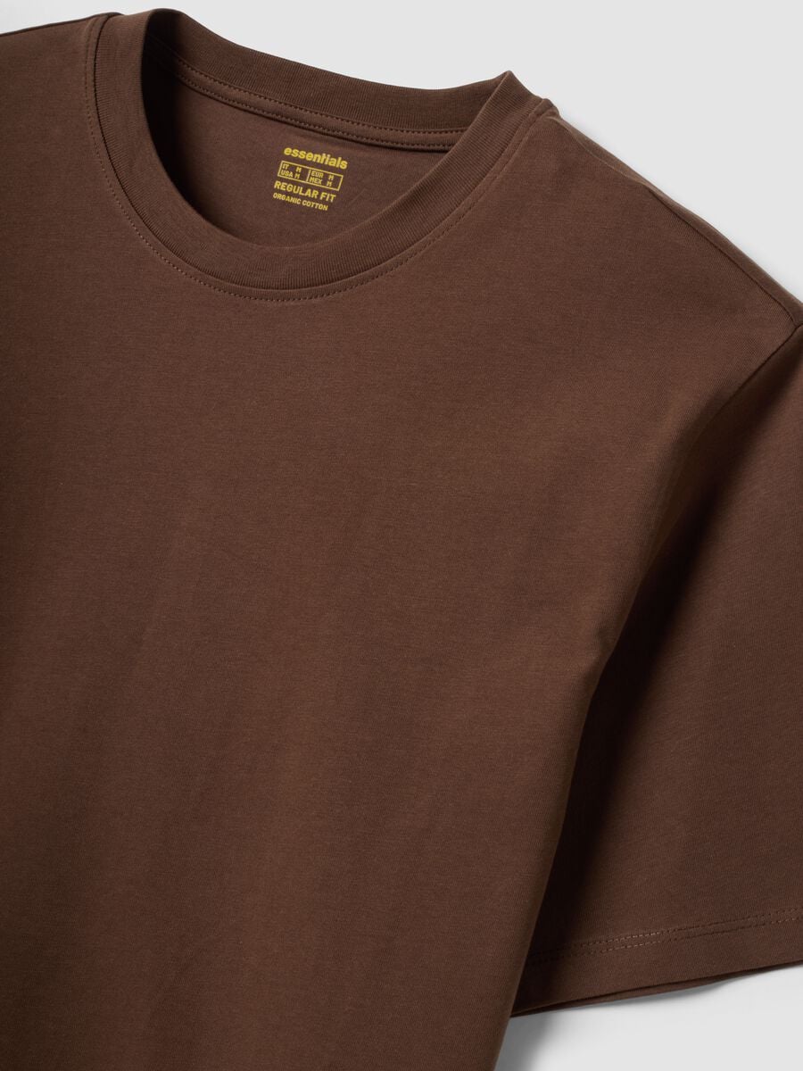 Brown regular-fit T-shirt in pure organic cotton jersey_5