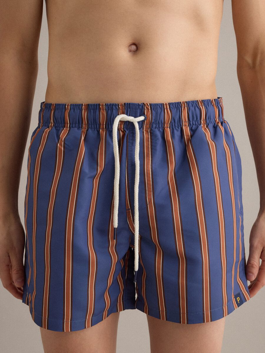 Blue striped swim shorts_1