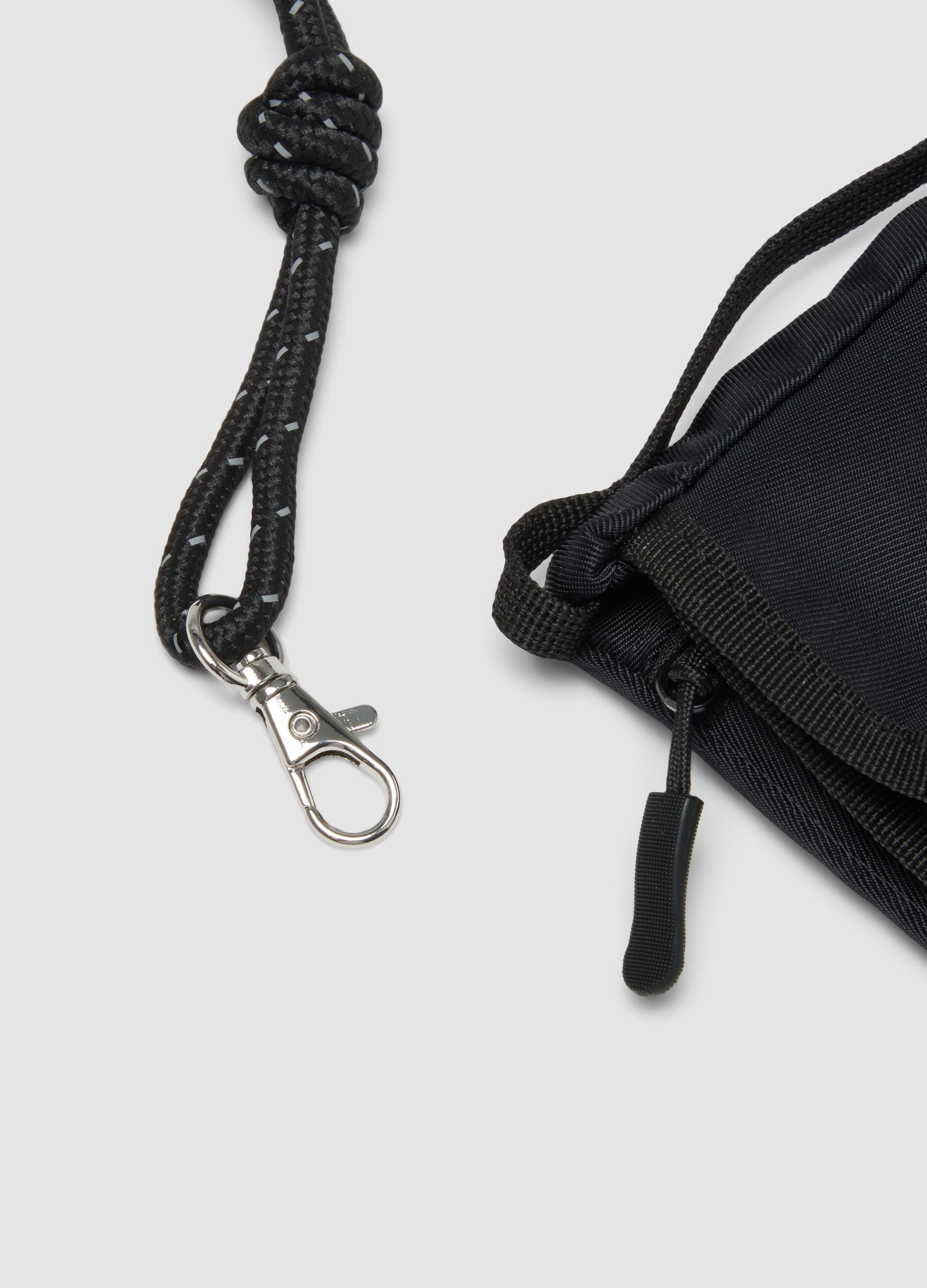 Borsa a tracolla nera con cordino regolabile