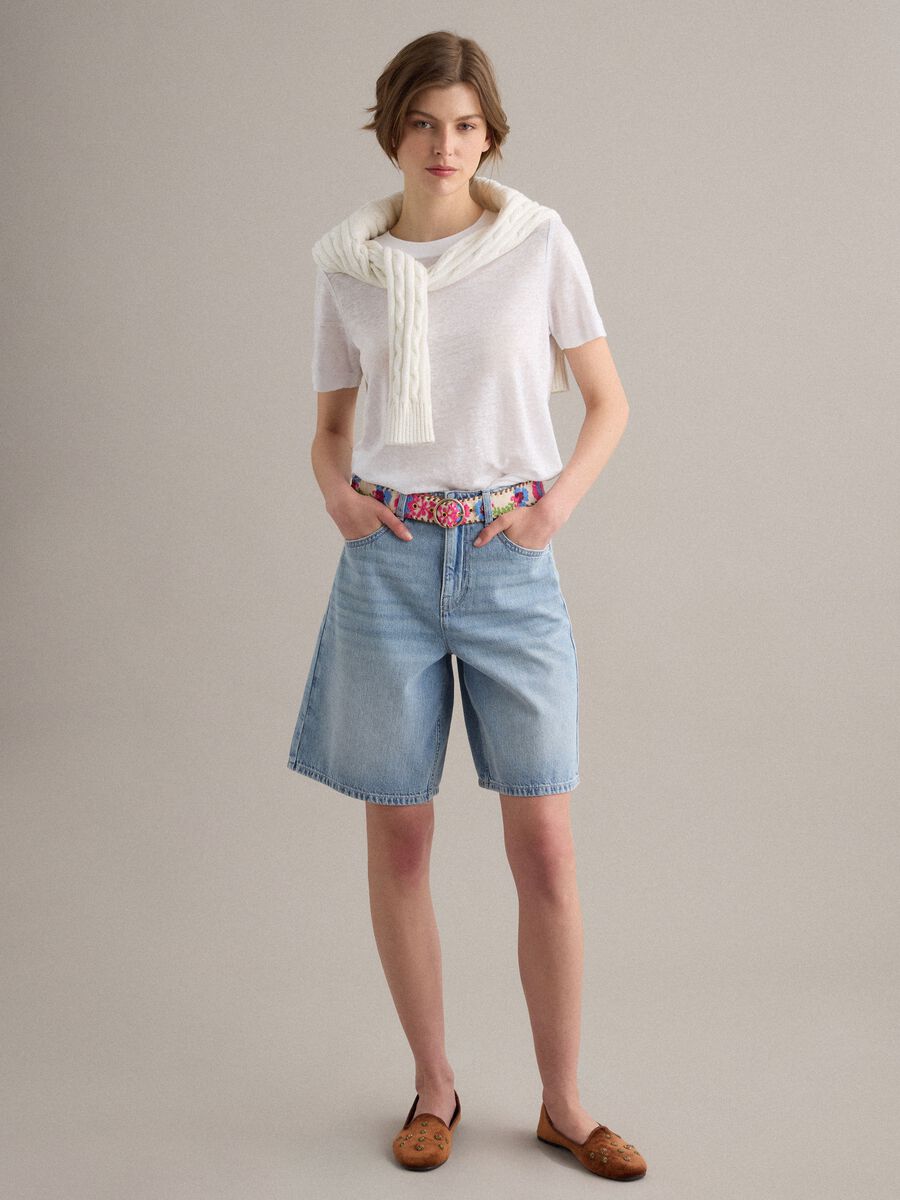 Light blue pure cotton denim shorts_0
