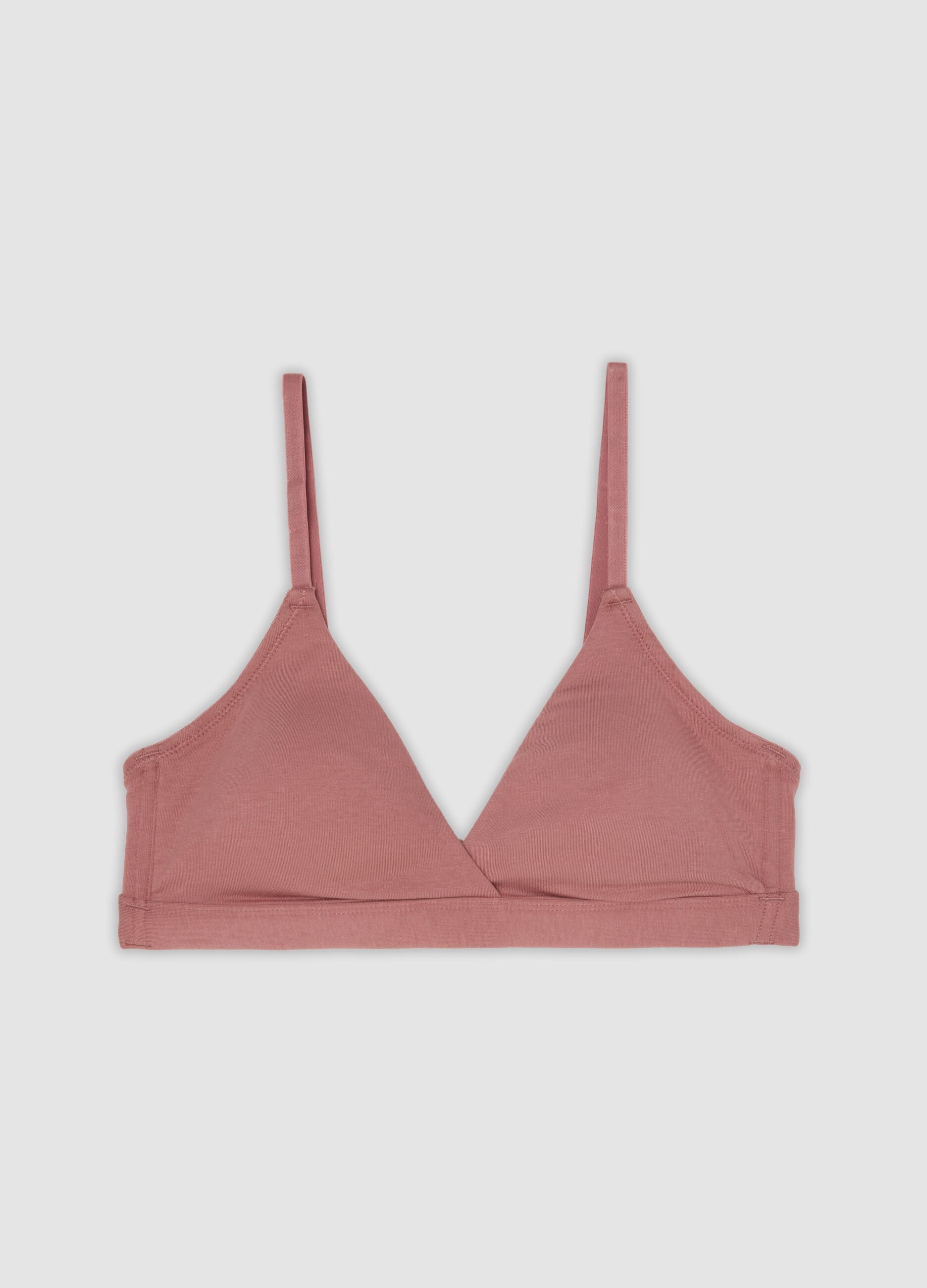Pink triangle bra in organic cotton and stretch viscose
