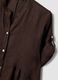 Brown pure linen dress with Mandarin collar, regular fit_5