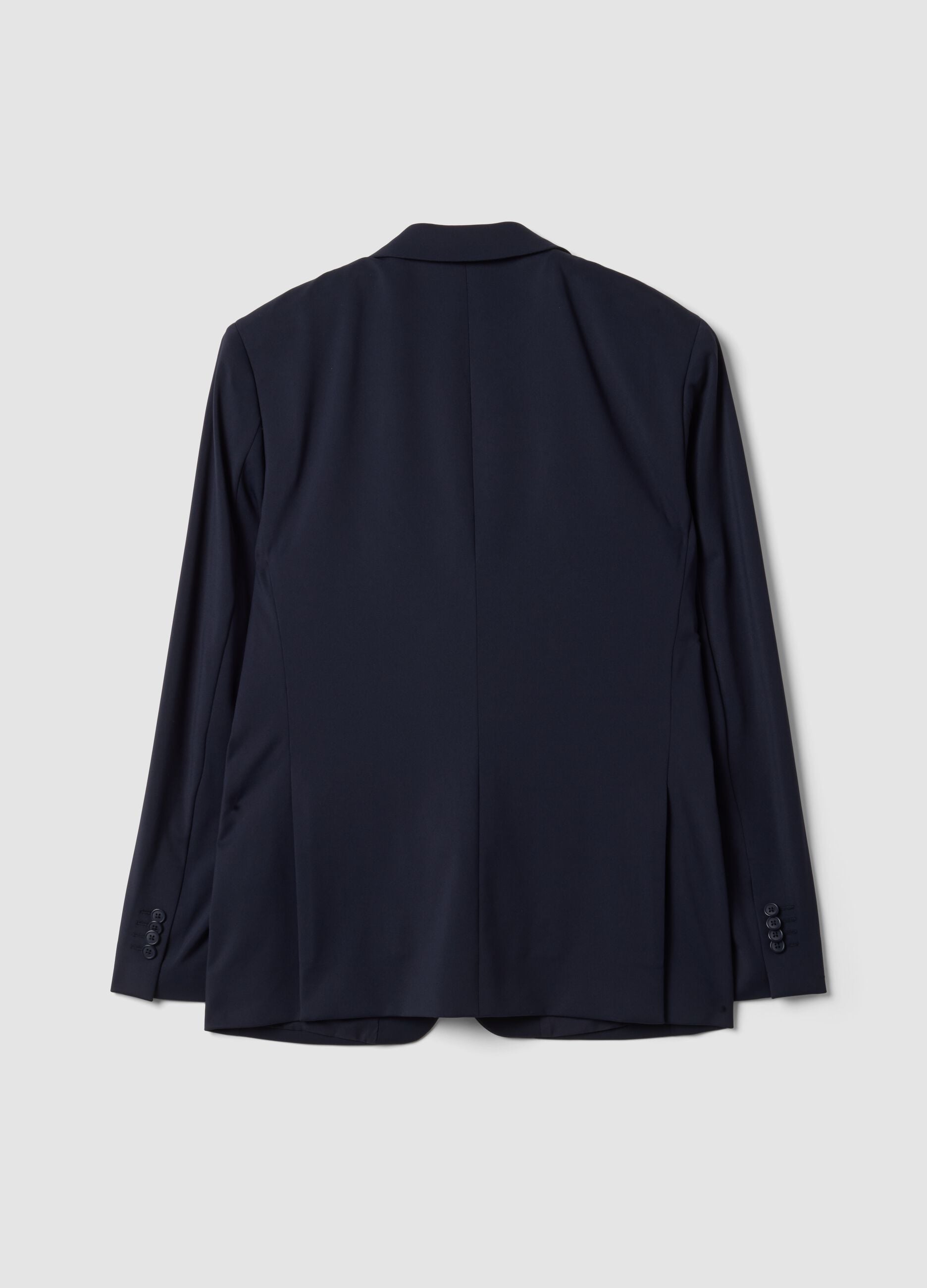 Blue slim-fit 4-way stretch blazer, easy-iron