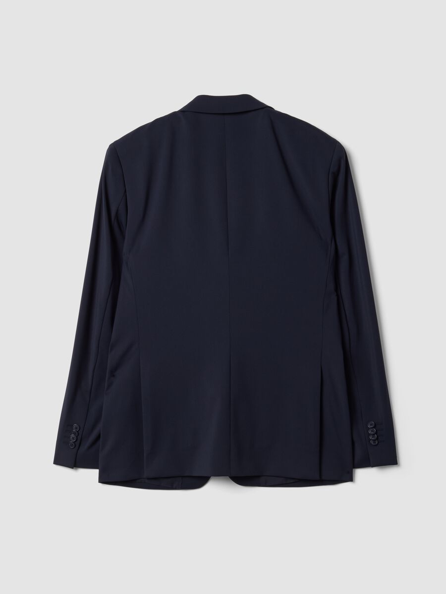 Blue slim-fit 4-way stretch blazer, easy-iron_2
