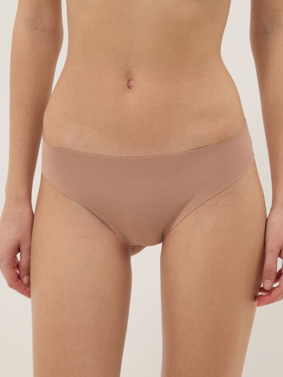 Cueca beige ajustada em algod&atilde;o el&aacute;stico_1