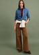 Braune Wide-Leg-Hose aus Stretch-Baumwolle_0