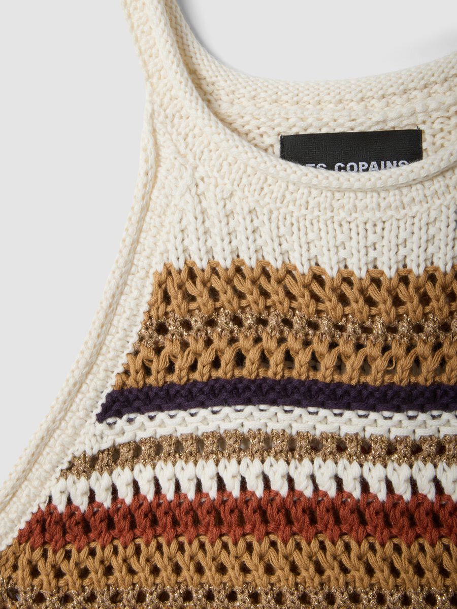 Fitted-Top mit mehrfarbigen Streifen aus Baumwollmix in Strickoptik_5