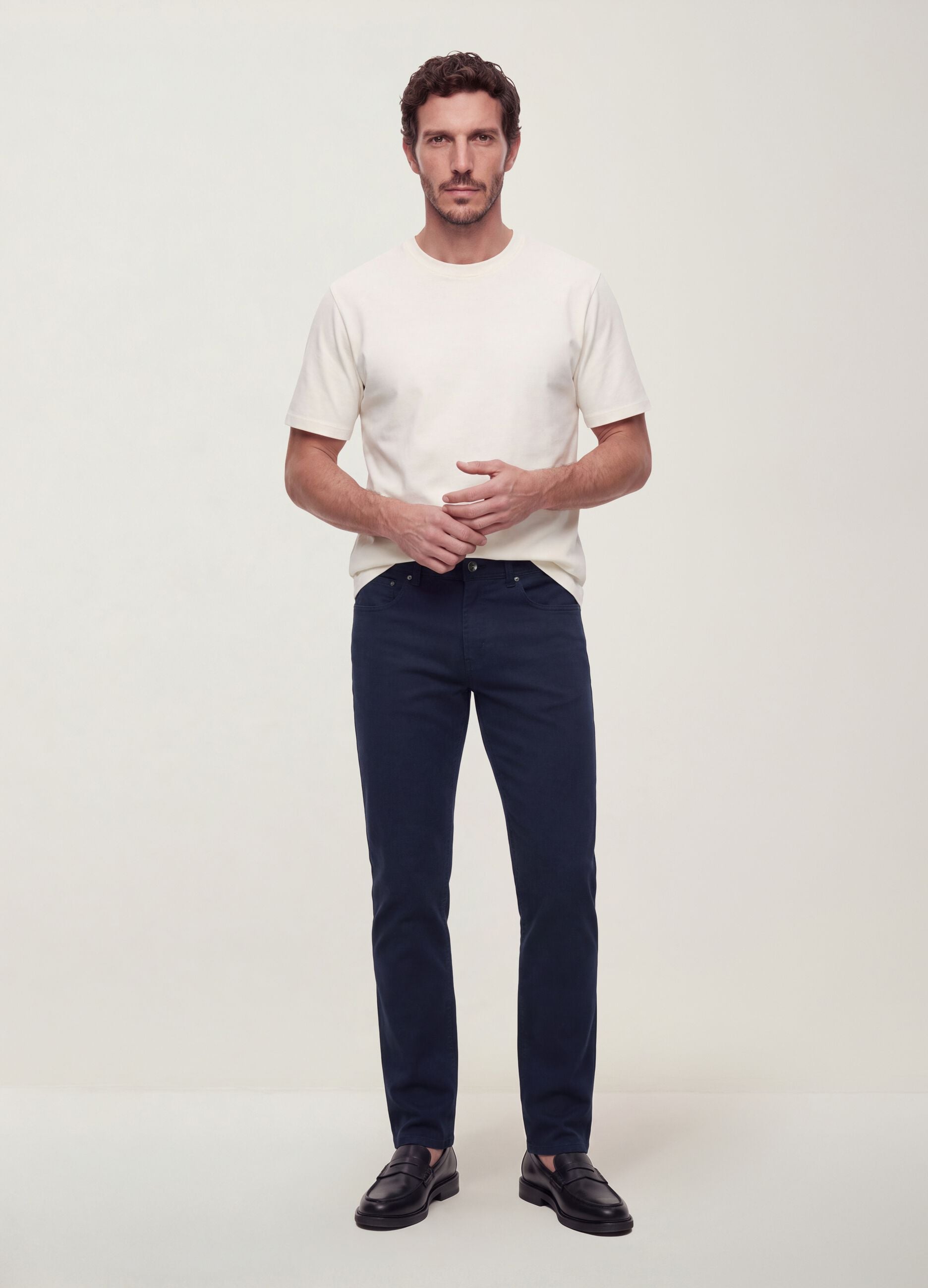 Green slim-fit stretch cotton dobby trousers