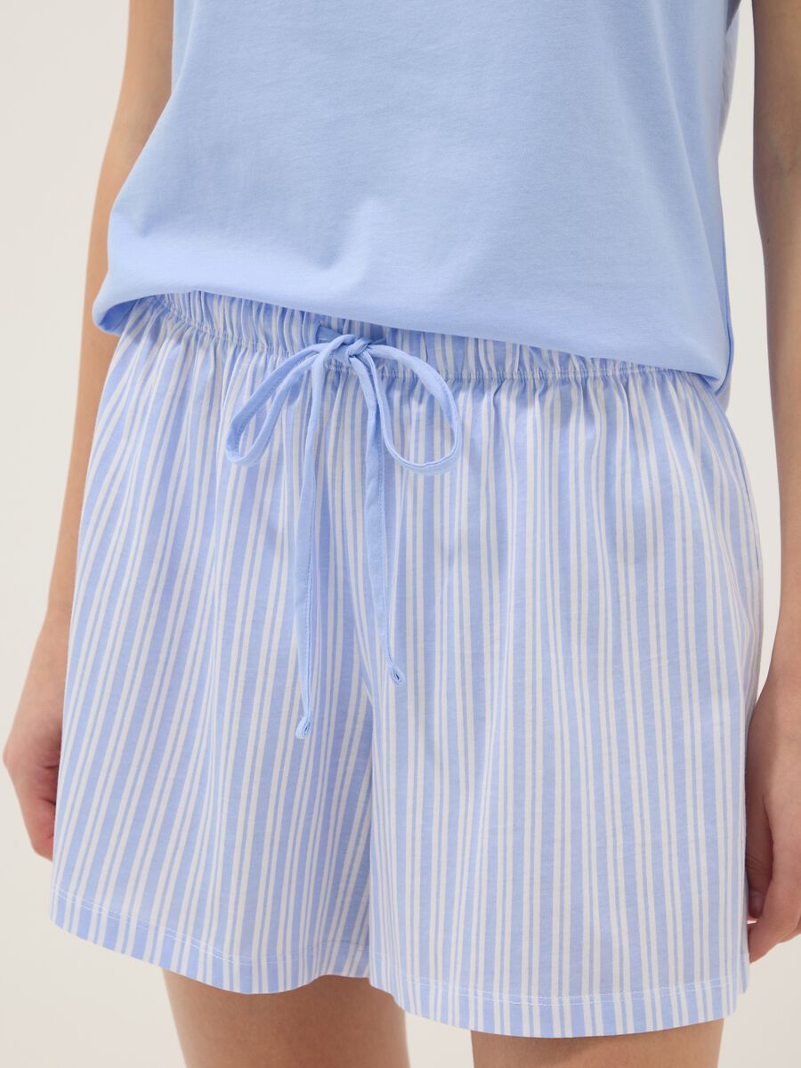 Pyjama court bleu ciel en coton pur, coupe r&eacute;guli&egrave;re_3