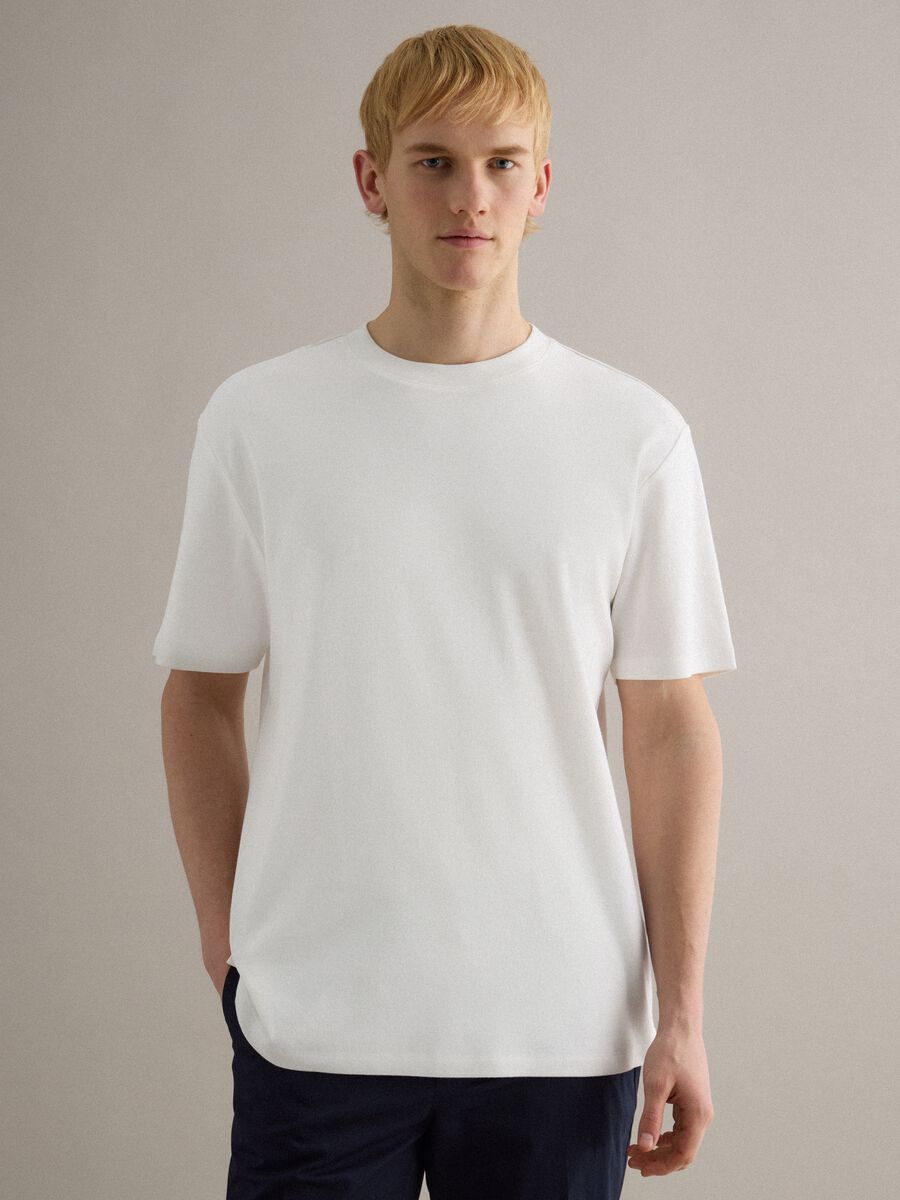 Wei&szlig;e Baumwoll-Rundhals-T-Shirt, Regular Fit_1