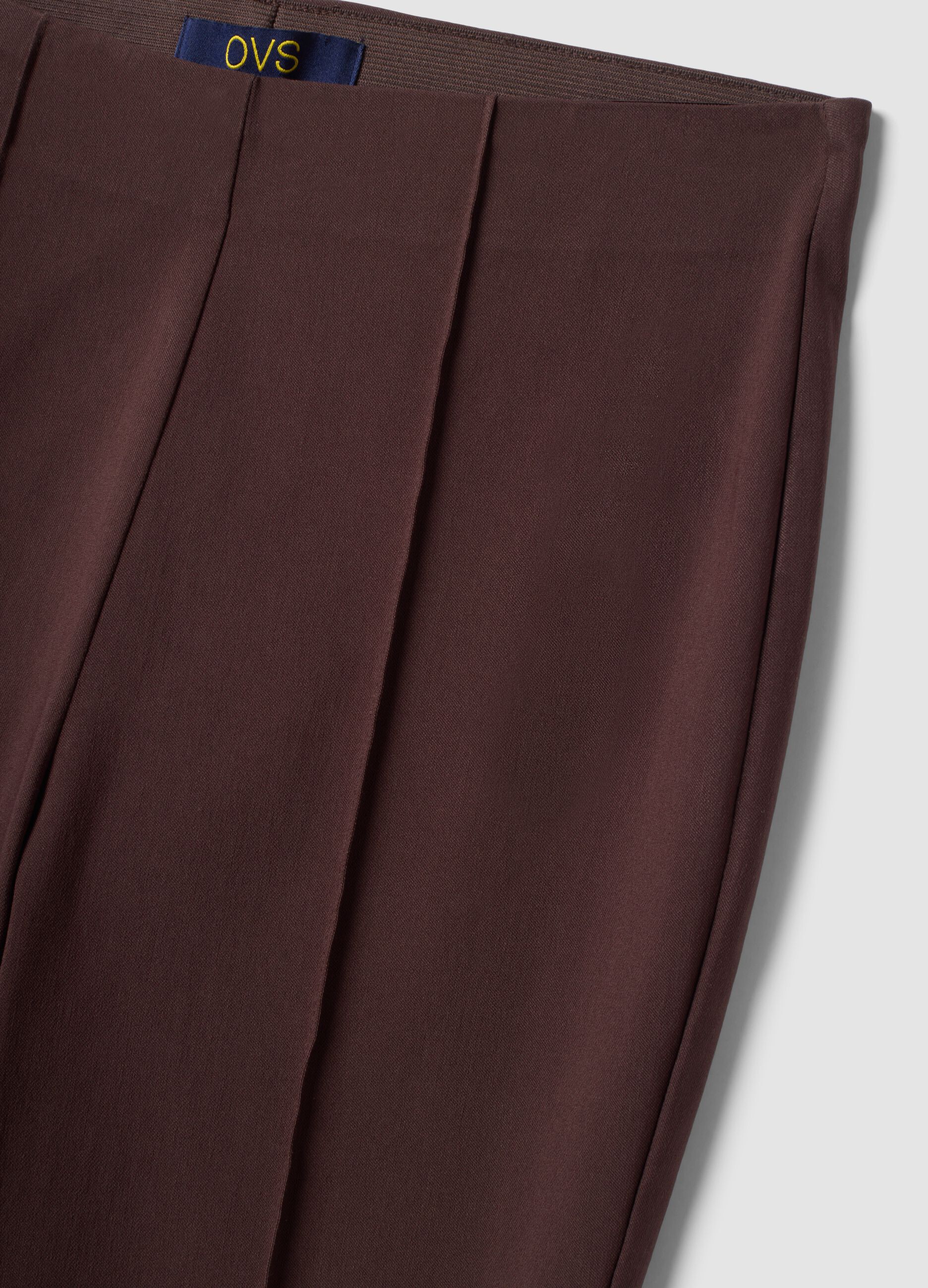 Braune Schlagleggings aus Stretch-Viskose