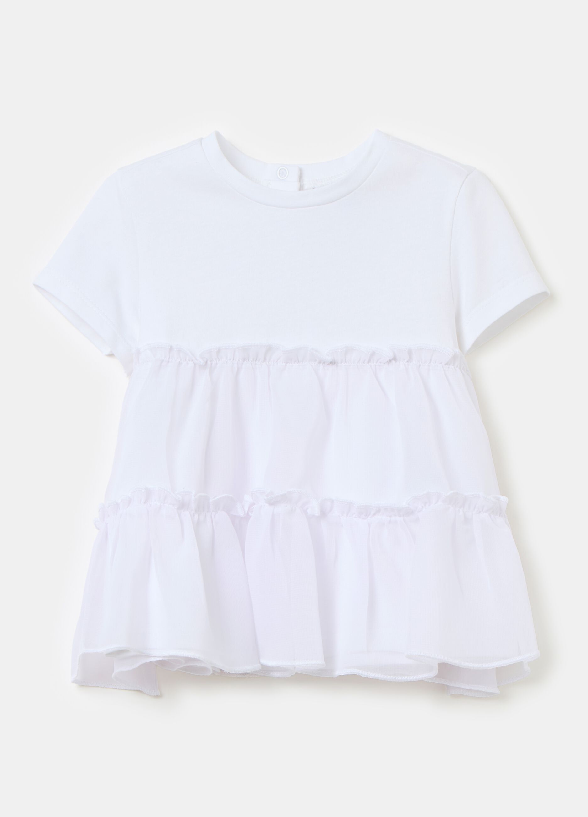 T-shirt con balze in tulle