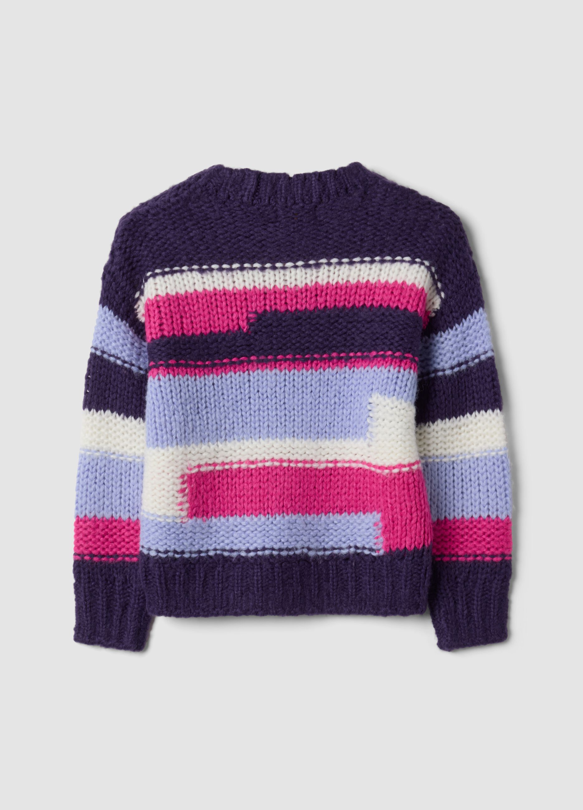Maglia viola a righe girocollo regular fit