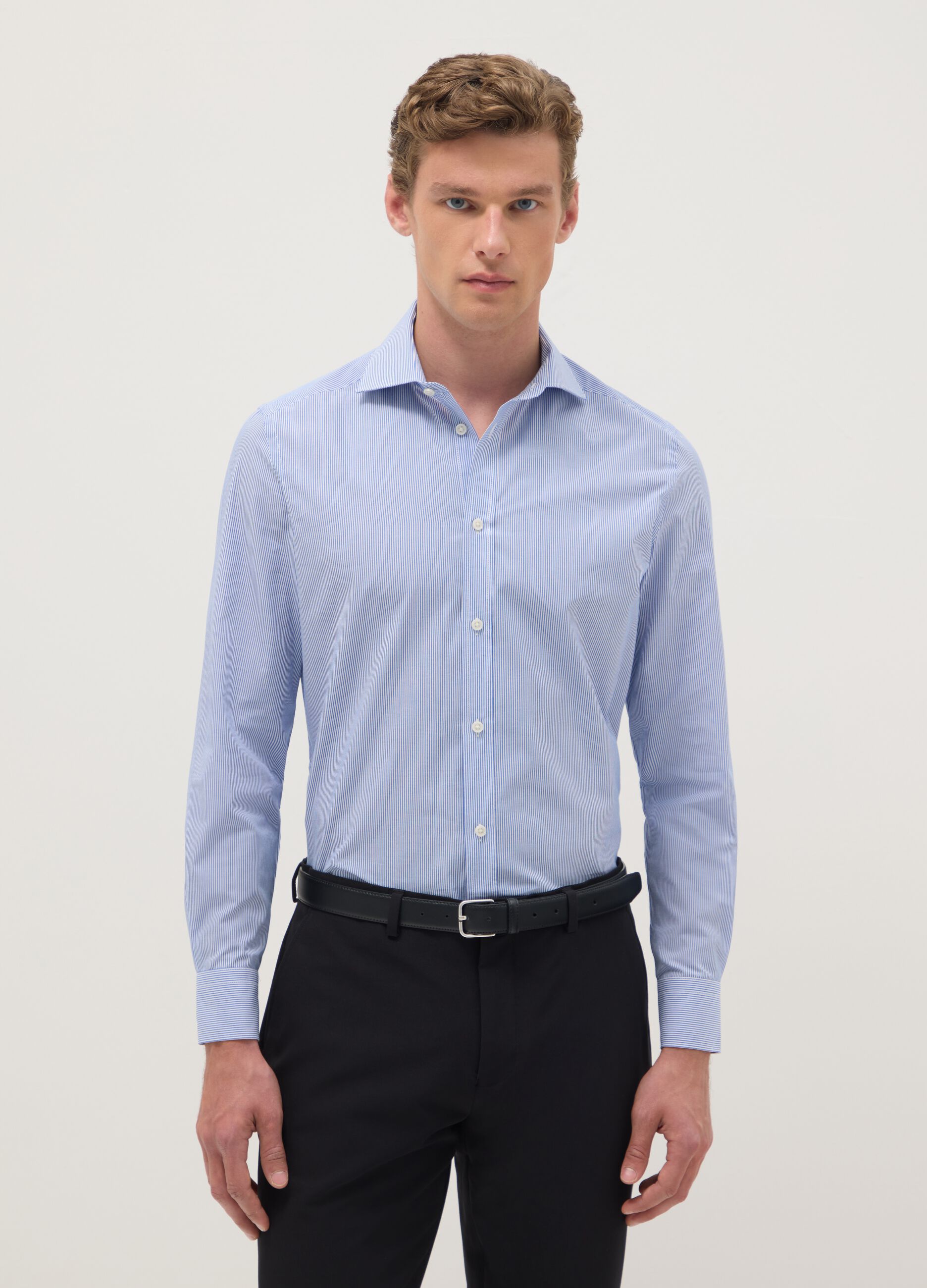 Multicolour striped slim fit cotton blend easy iron shirt