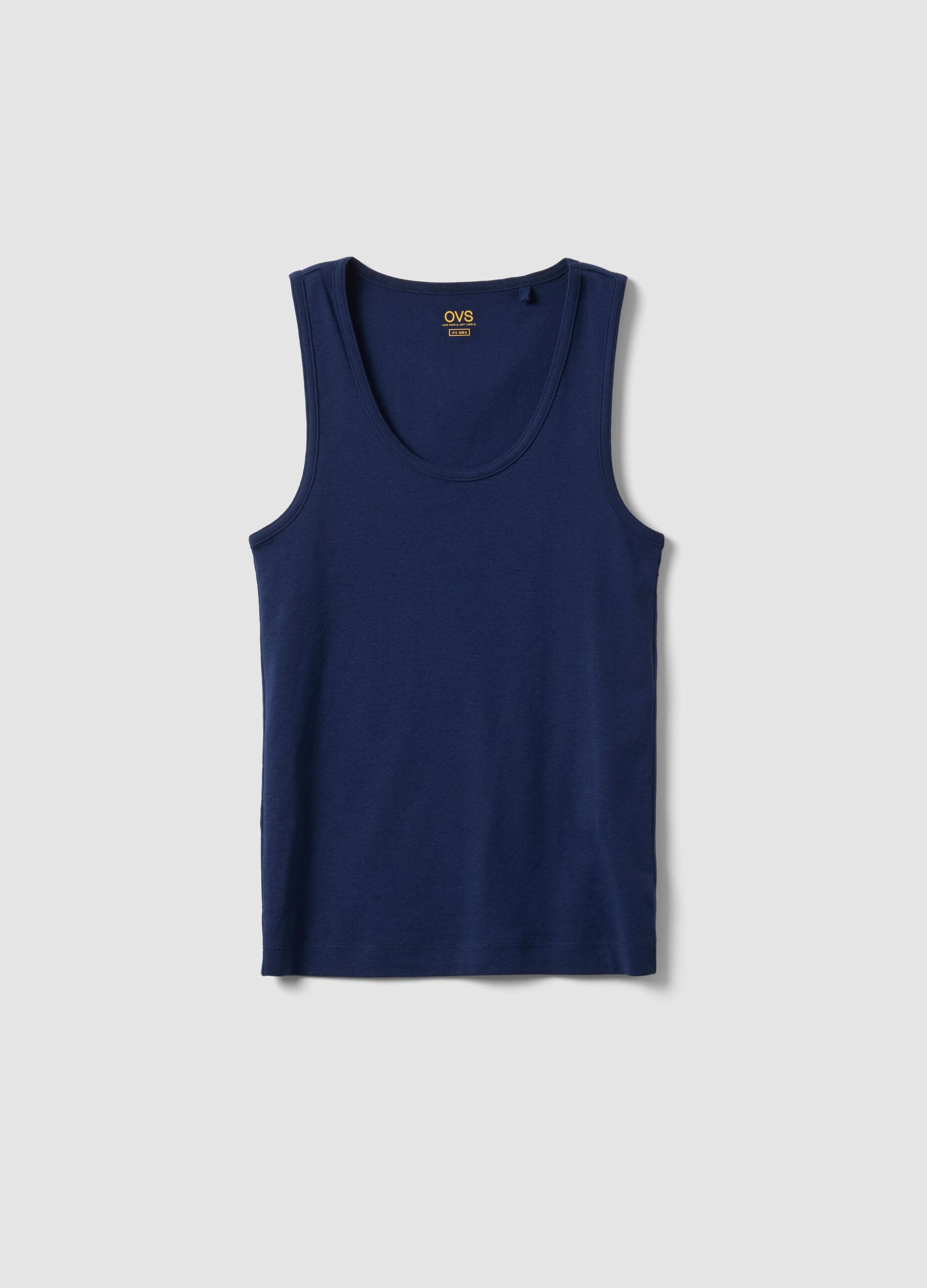 Blue pure cotton vest top