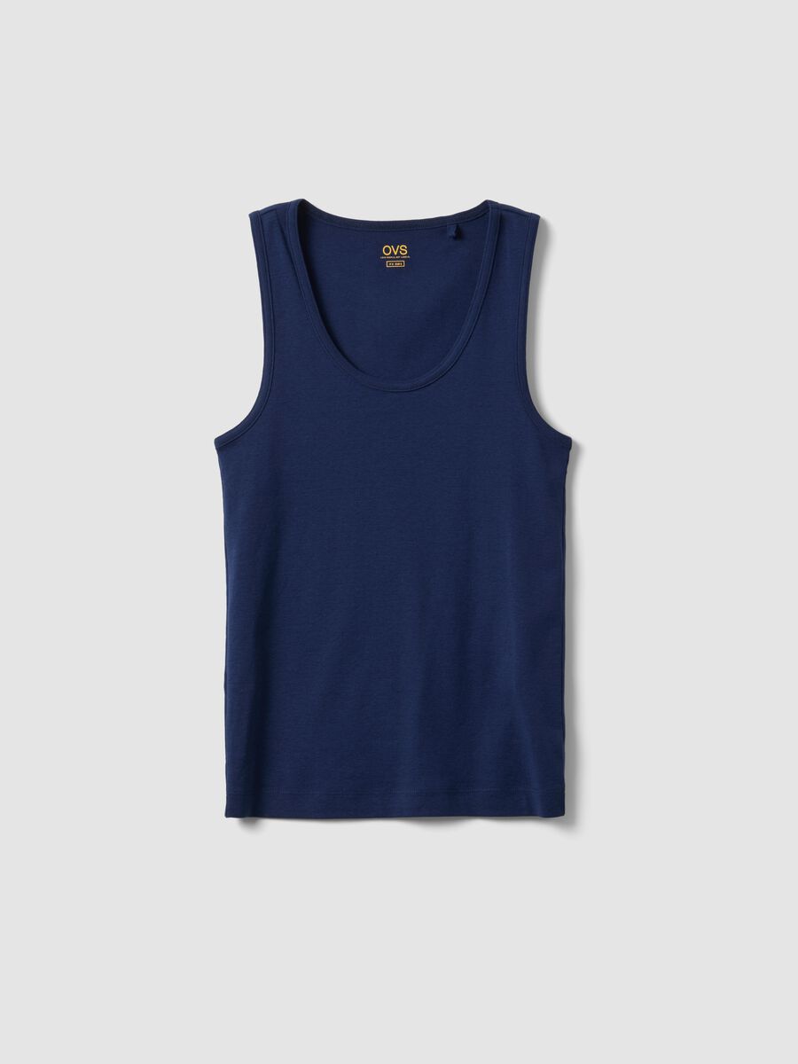 Camiseta de tirantes azul de algod&oacute;n puro_4
