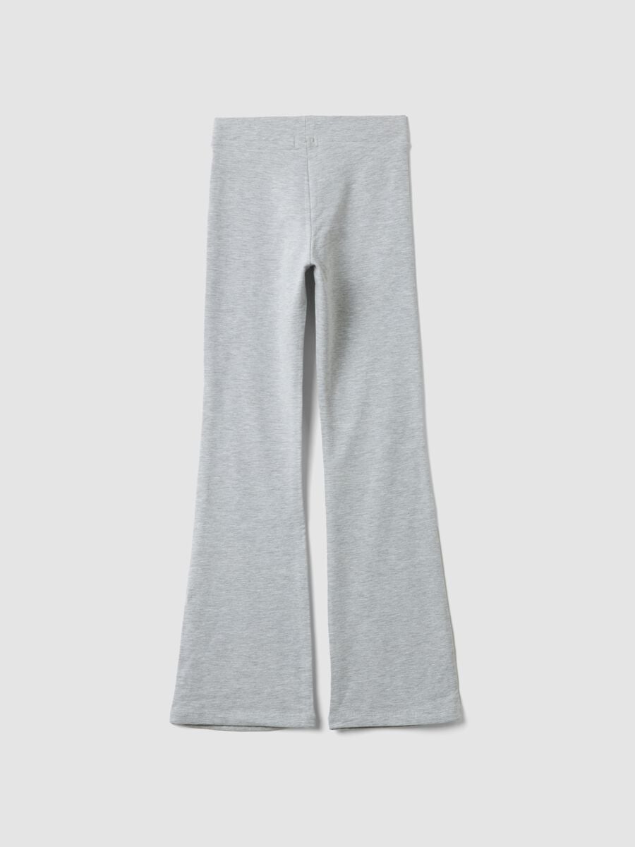 Leggings cinzentas &agrave; boca de sino em algod&atilde;o el&aacute;stico_1