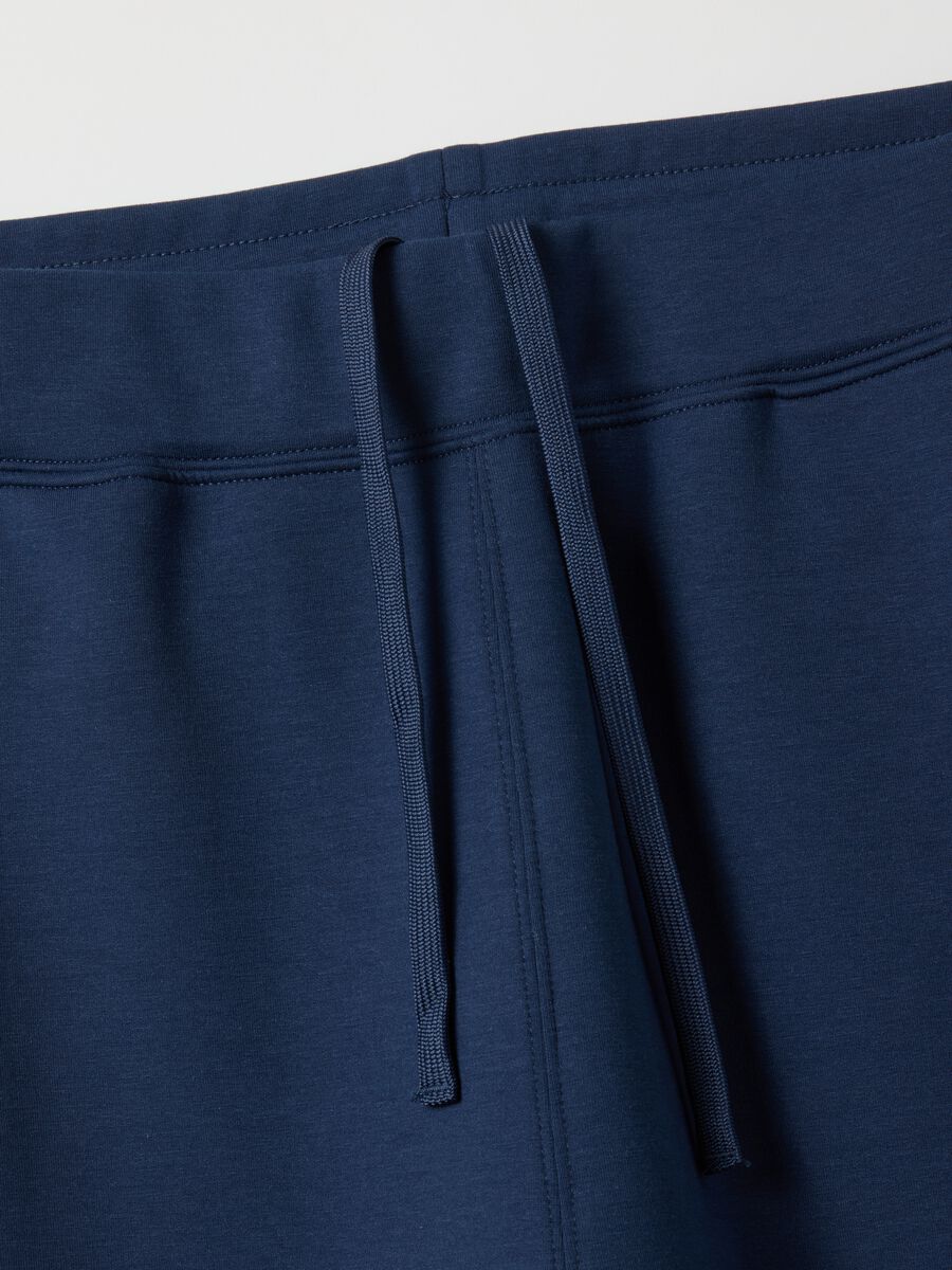 Blue Regular Fit Cotton Blend Jogger Trousers_5