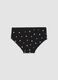 Slip culotte neri in cotone organico elasticizzato con stampa floreale_1