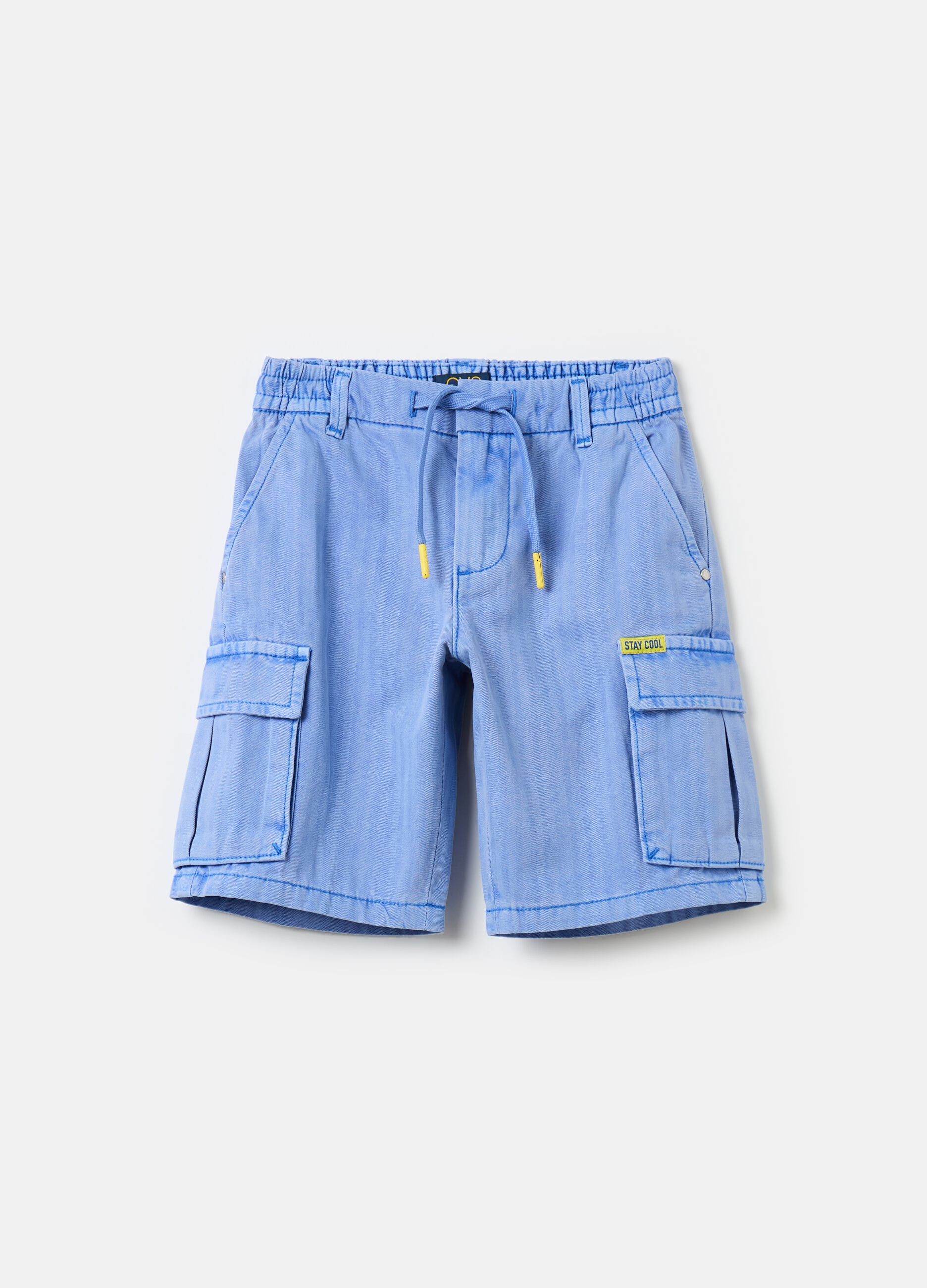 Cargo Bermuda shorts with striped weave