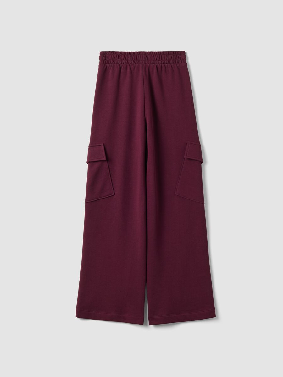 Cal&ccedil;as roxas wide leg em algod&atilde;o puro com bolsos cargo_1