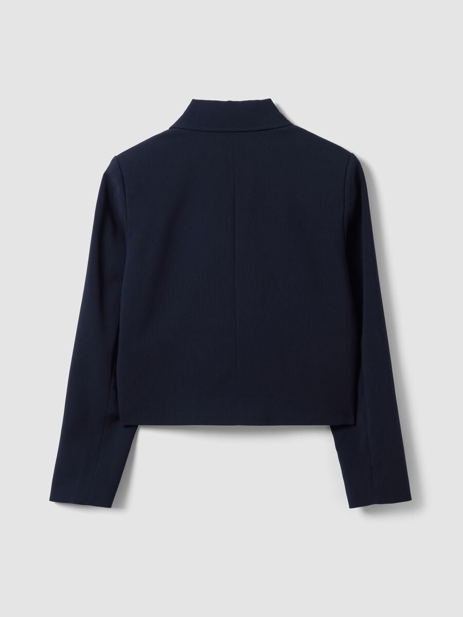 Blue double-breasted stretch viscose blazer with gold-tone buttons_1
