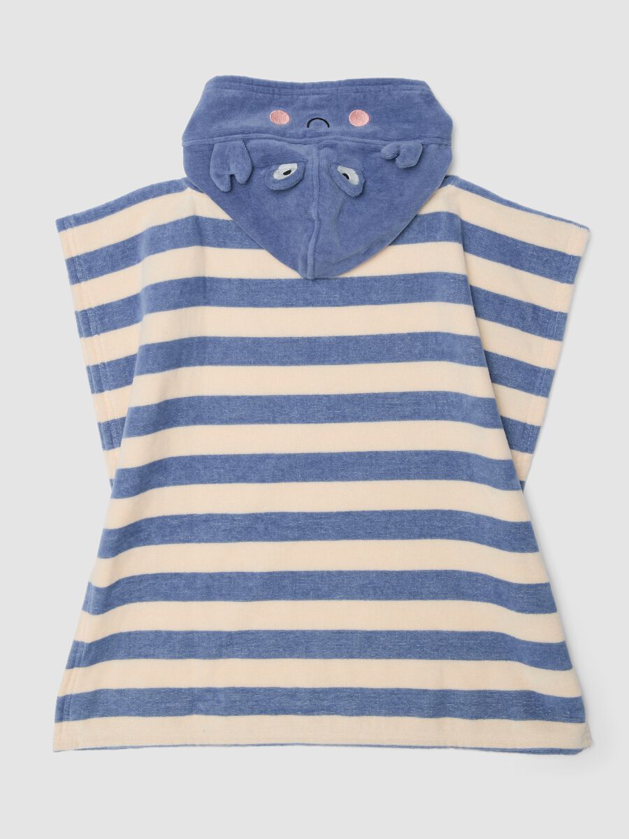 Multicoloured striped pure cotton baby beach poncho_1