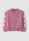 Rosa Pullover aus Baumwollmix mit Jacquard-Sternen f&uuml;r M&auml;dchen_0