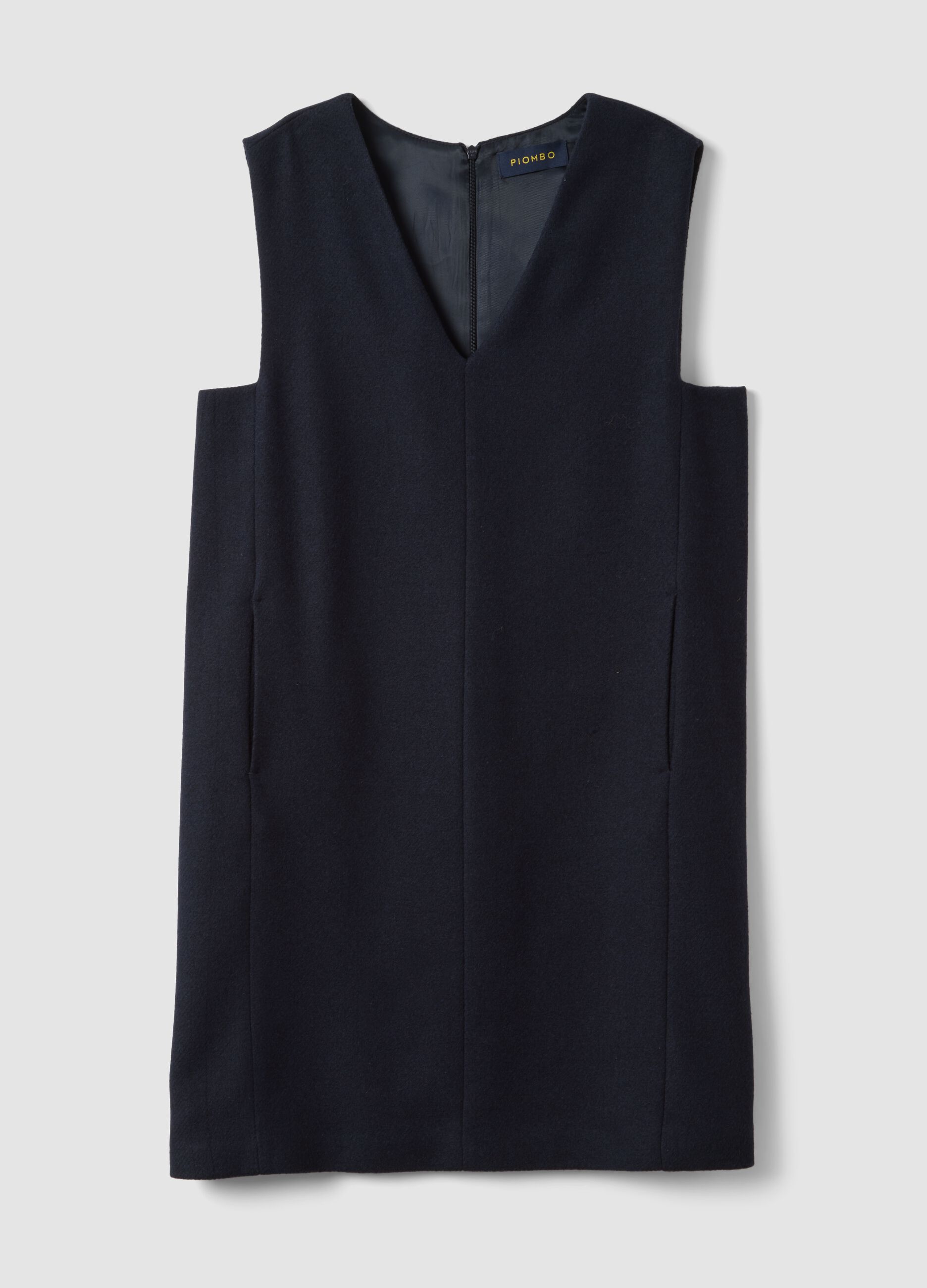 Blue sleeveless wool-blend dress, regular fit