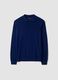 Blue pure merino wool polo jumper with polo collar_4