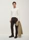 Brown slim-fit stretch cotton trousers_0