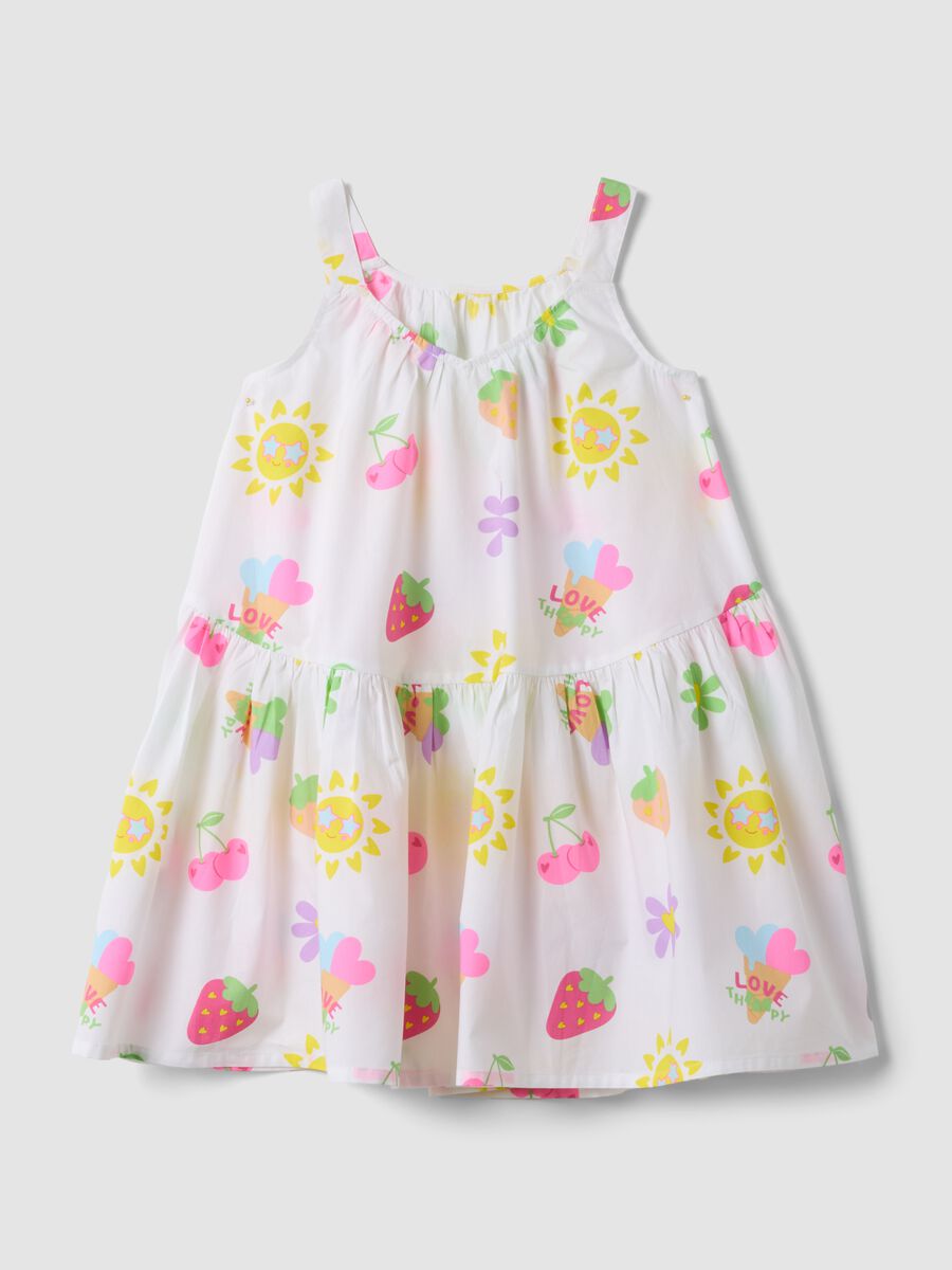 White pure cotton dress with all-over print_1