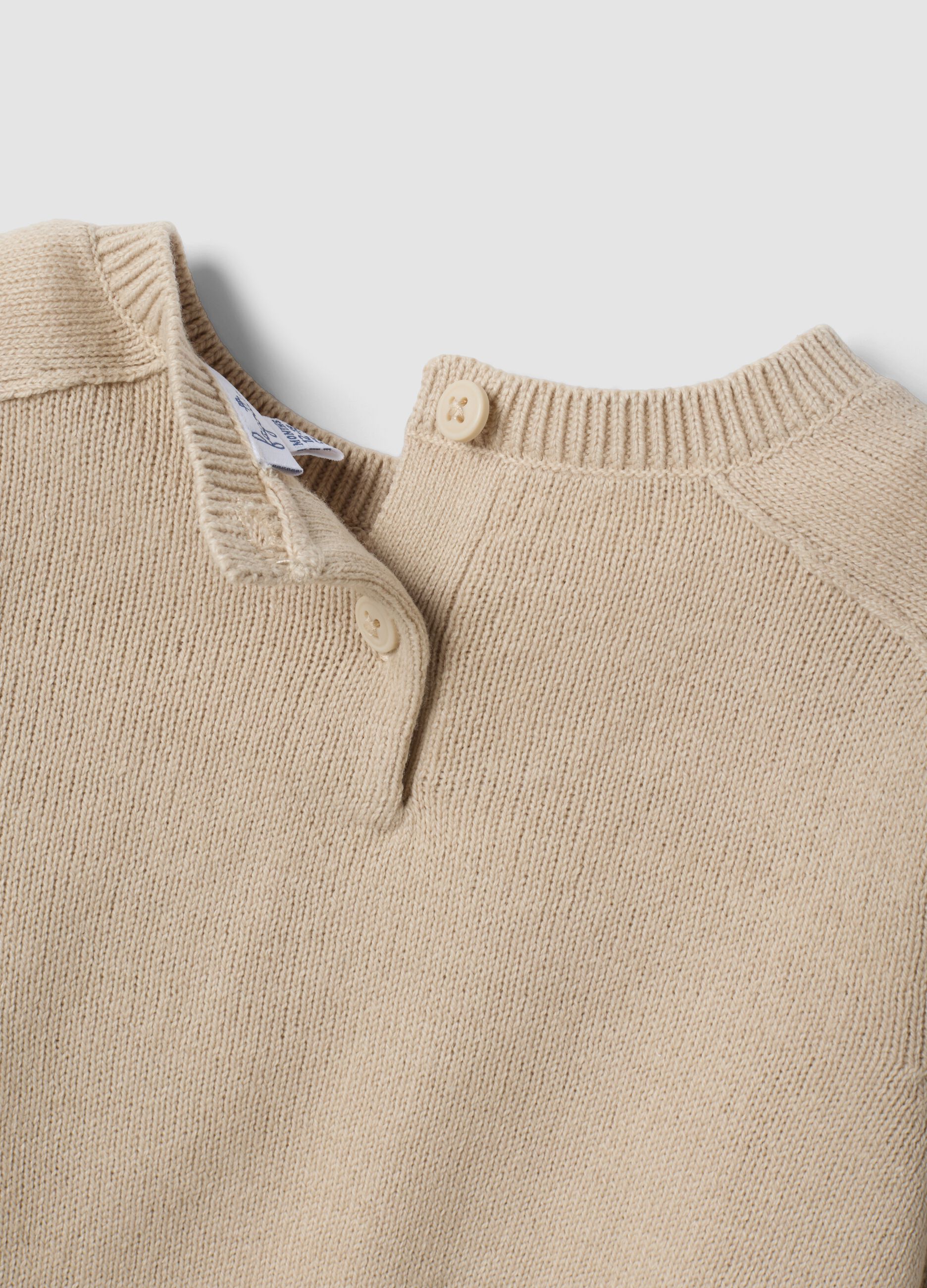 Maglia beige in misto cotone a girocollo per bimbo