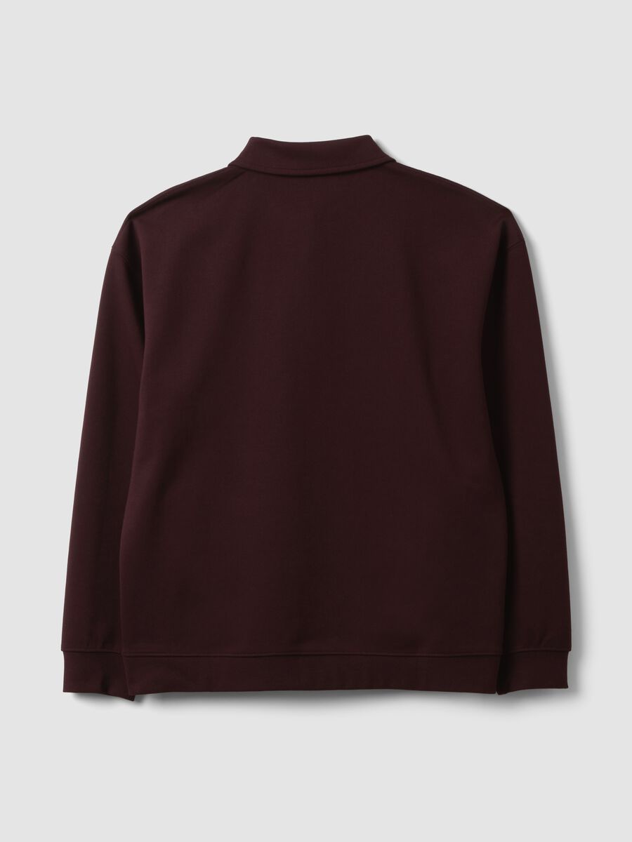 Braunes Sweatshirt aus Stretchmaterial mit Polokragen, Relaxed Fit_6