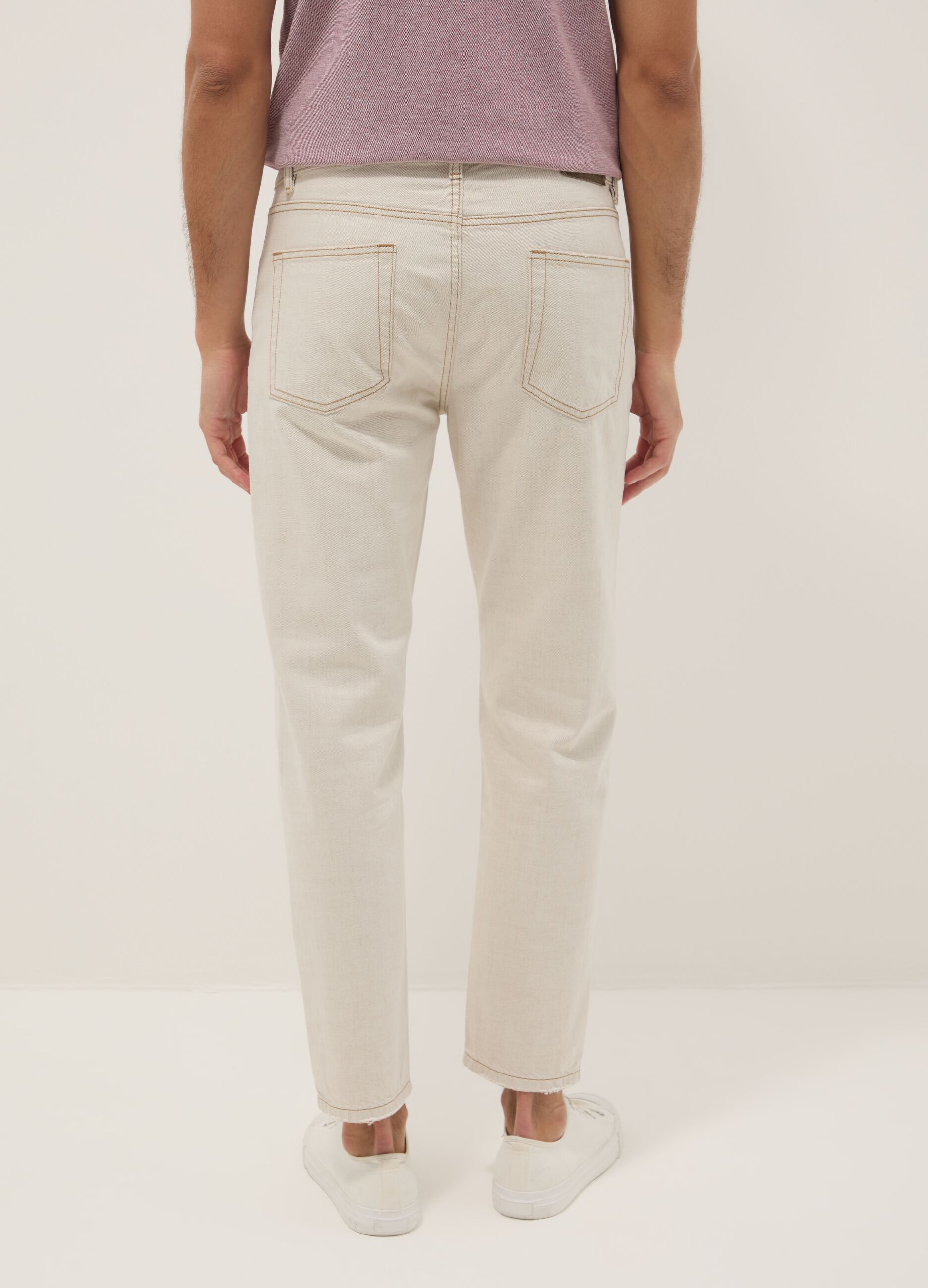 Beige Denim-Jeans aus reiner Baumwolle, Relaxed Fit
