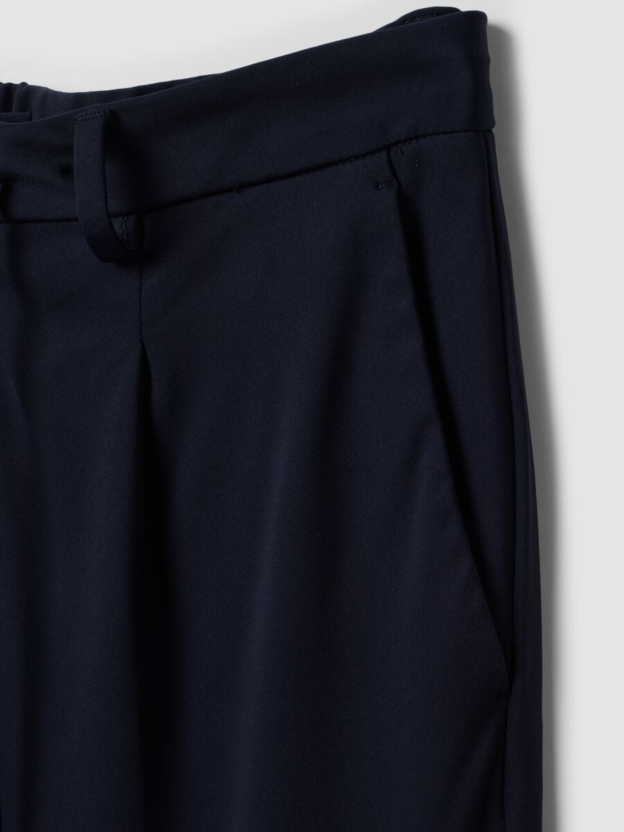 Blue 4-way stretch regular-fit trousers with Easy Iron finish_1
