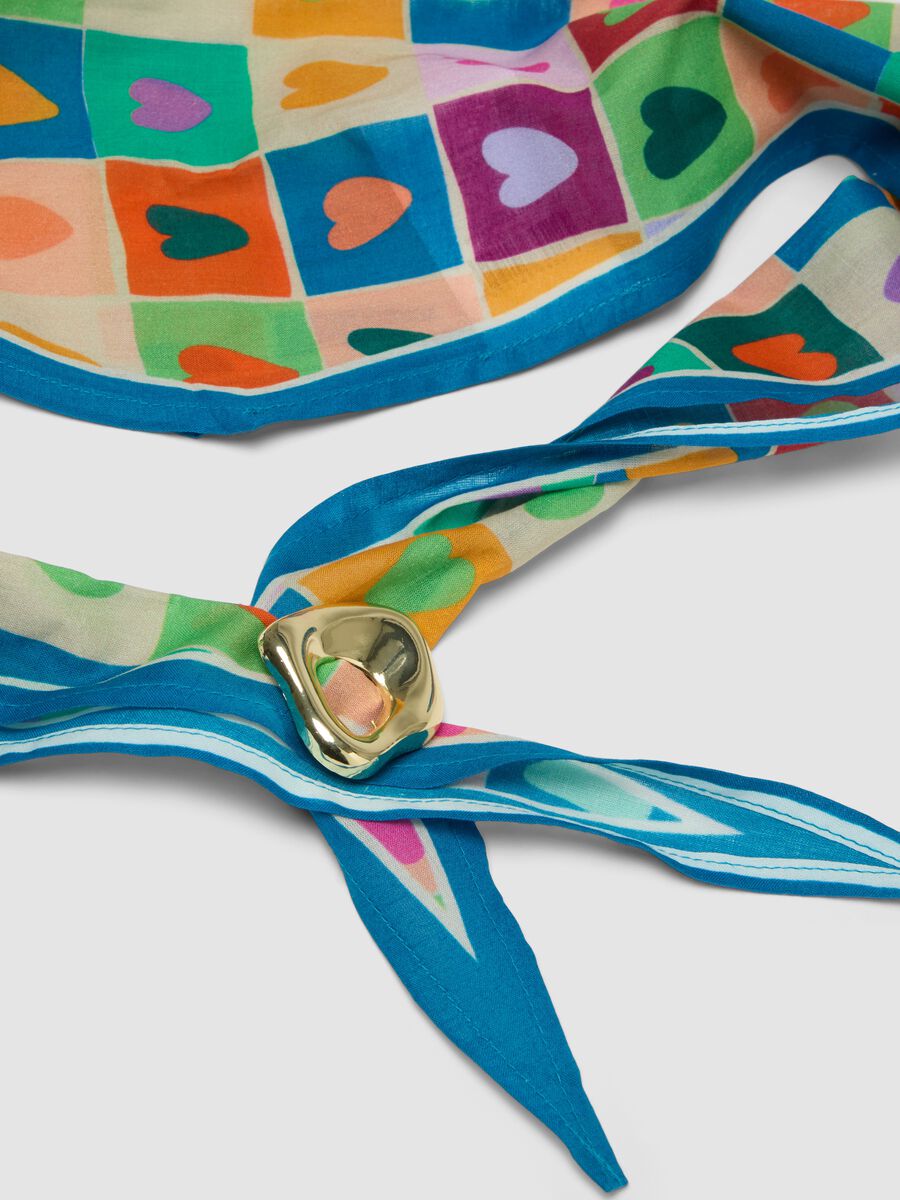 Len&ccedil;o multicolor em algod&atilde;o puro com estampado de cora&ccedil;&otilde;es_1