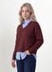 Red viscose-blend top with layered-look effect_1